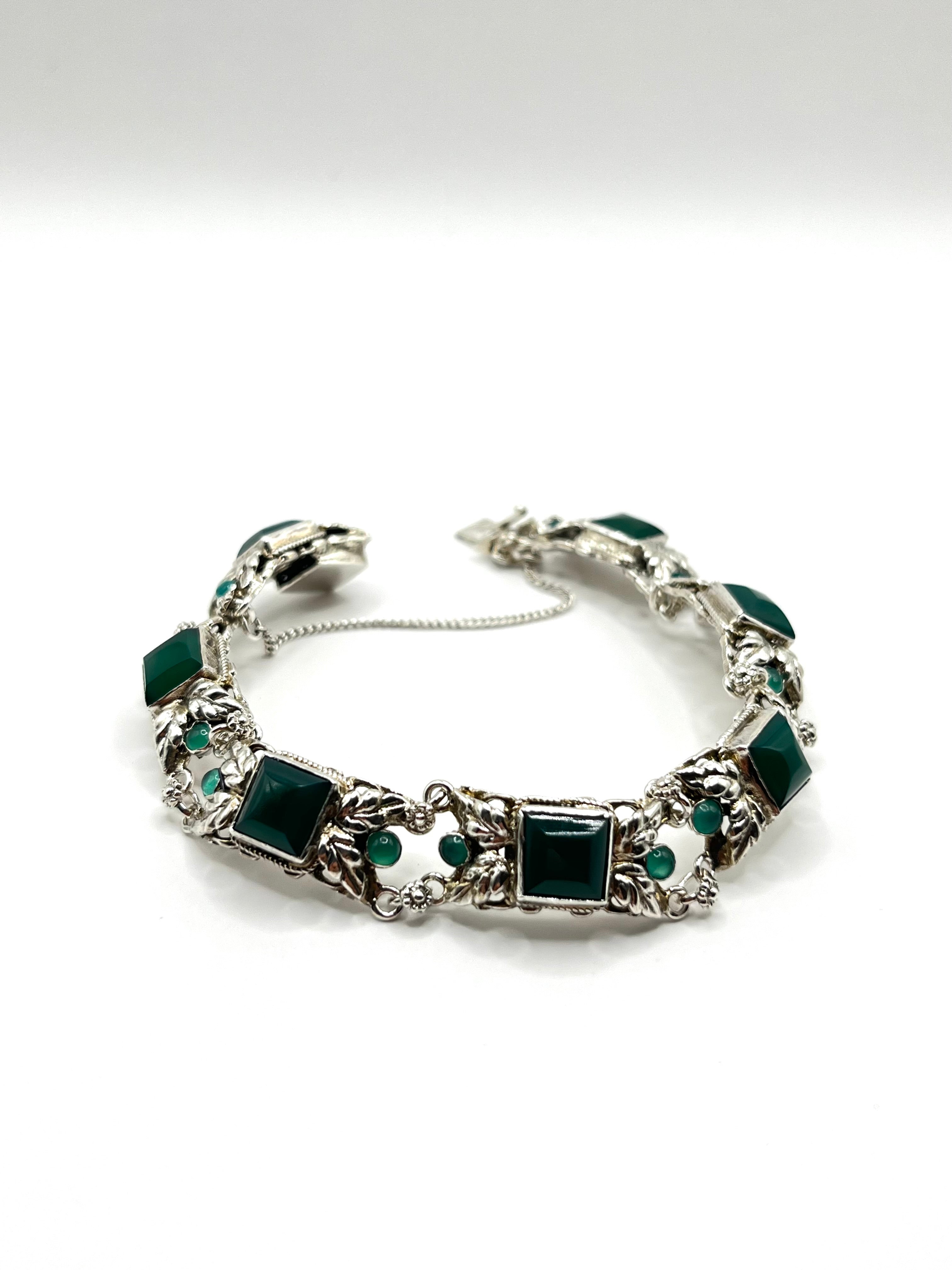 Vintage Hopea Rannekoru Kivillä 9mm, 18.5cm