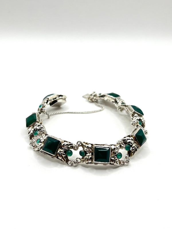 Vintage Hopea Rannekoru Kivillä 9mm, 18.5cm