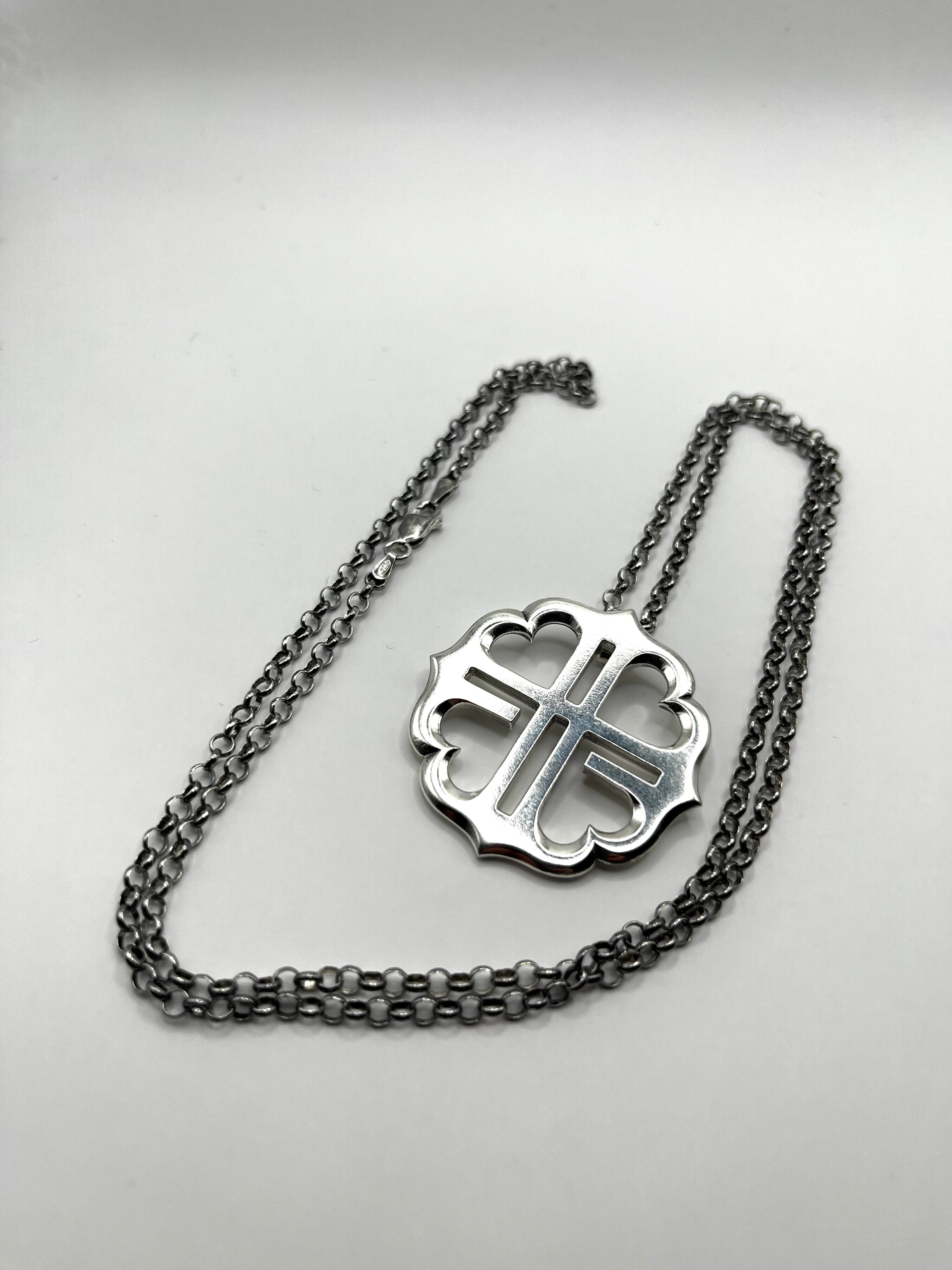 Vintage 925 Hopea Diakonia Riipus Ketjulla 3mm, 70cm