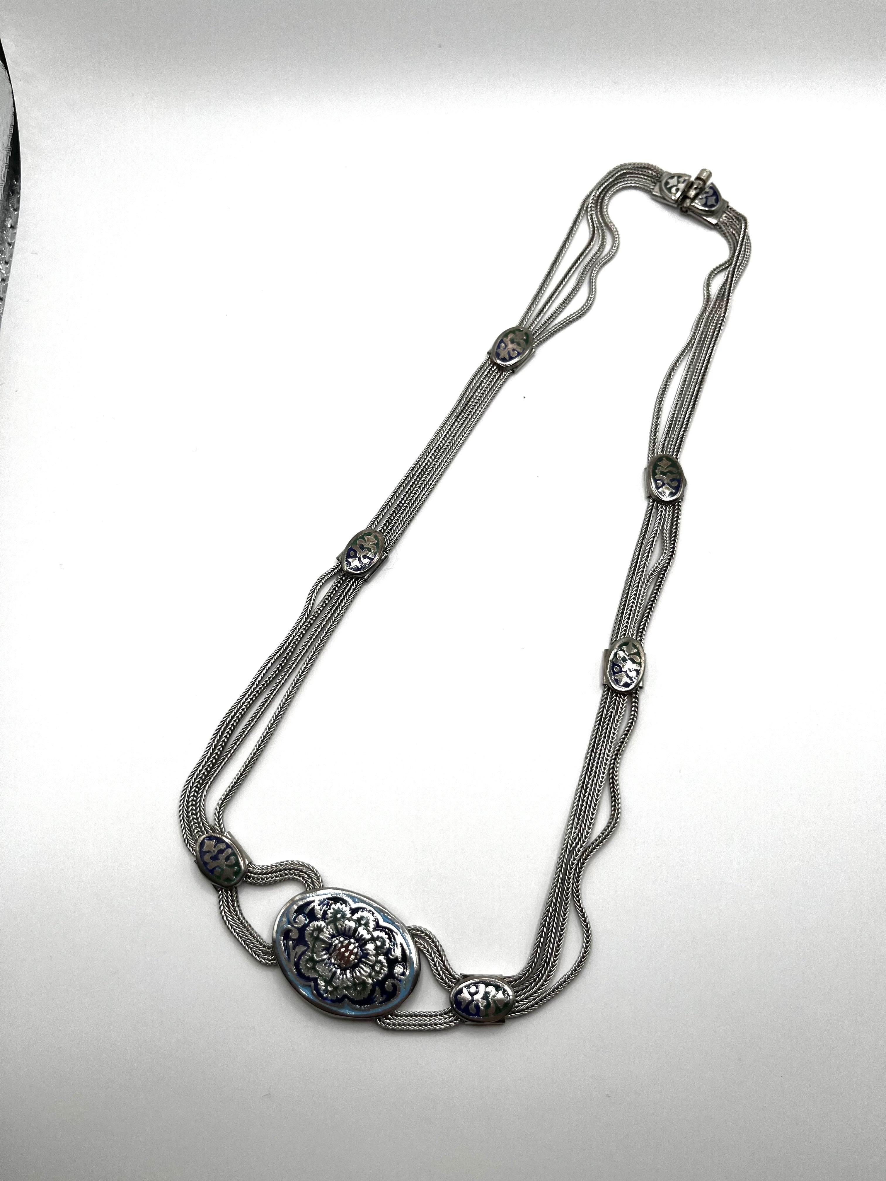 Vintage 925 Hopea Turkkilainen Kaulakoru 46cm