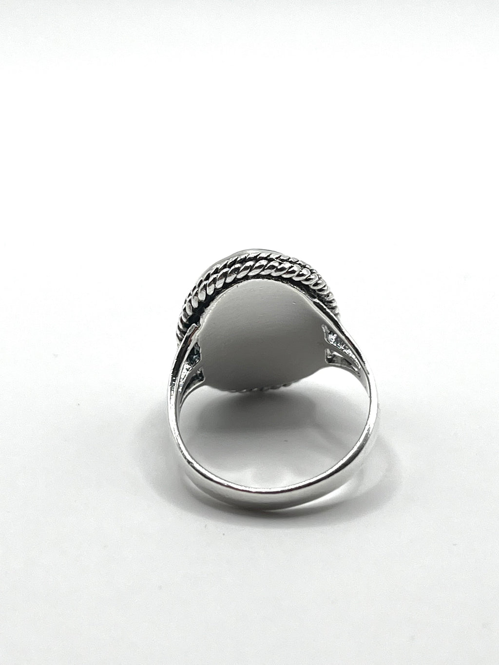 Vintage 925 Hopea Vihreä Kivi Sormus - 18mm