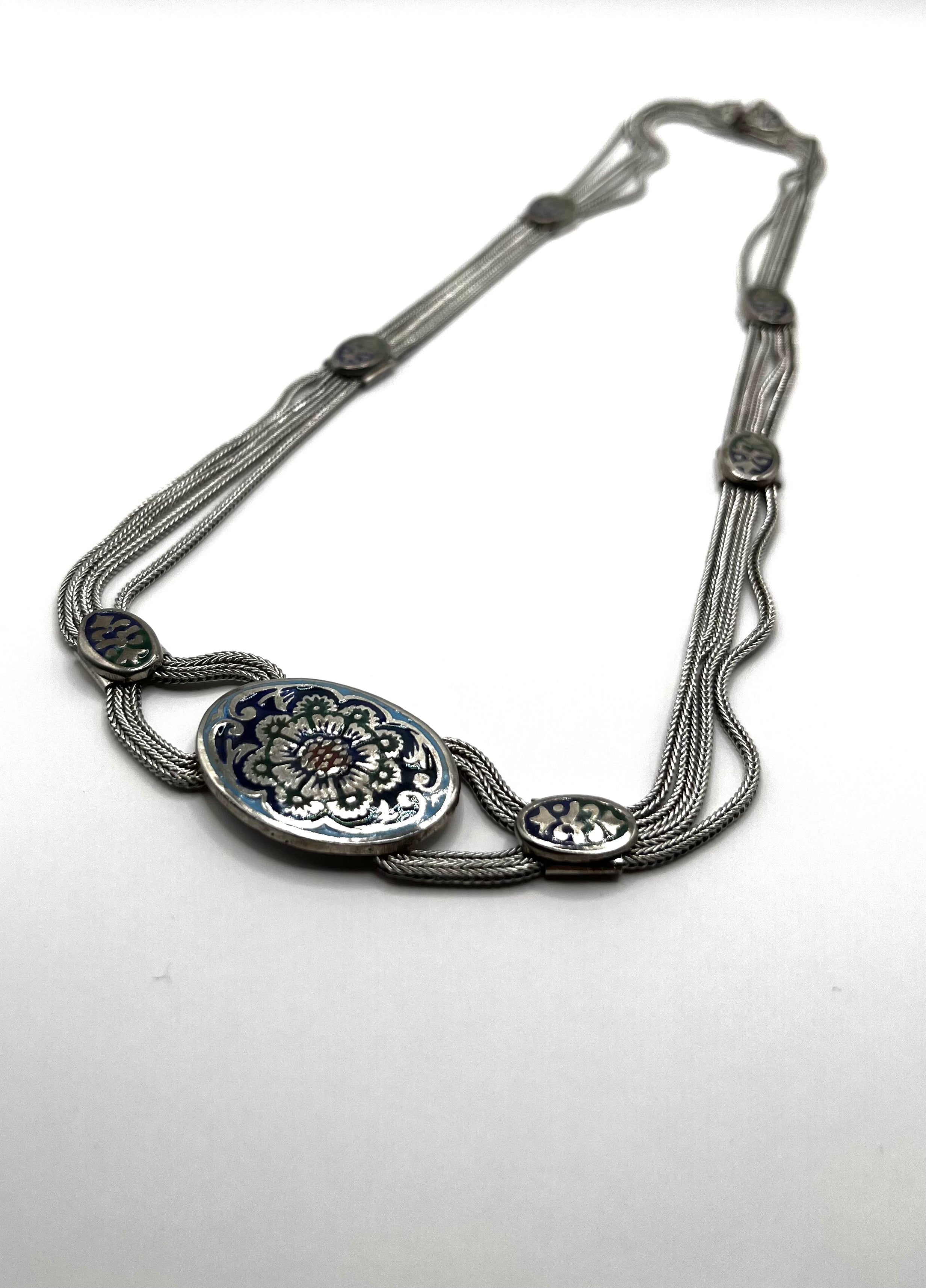 Vintage 925 Hopea Turkkilainen Kaulakoru 46cm