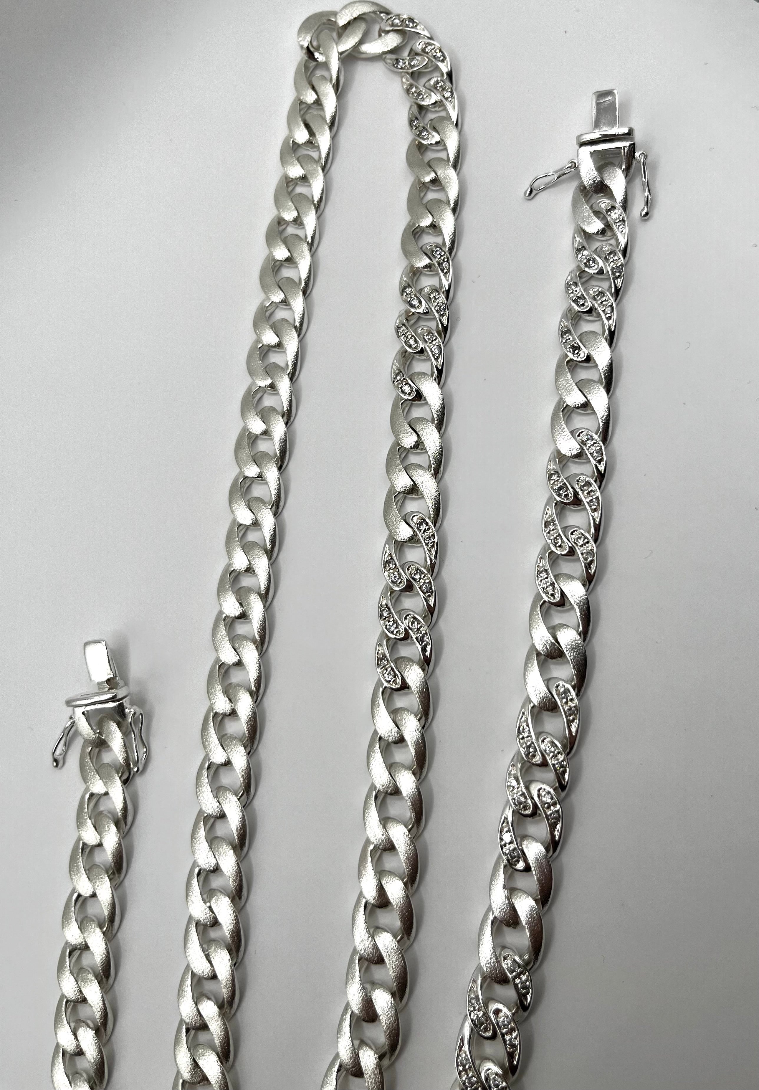 925 Hopea Panssariketju Korusetti 50cm & 19cm