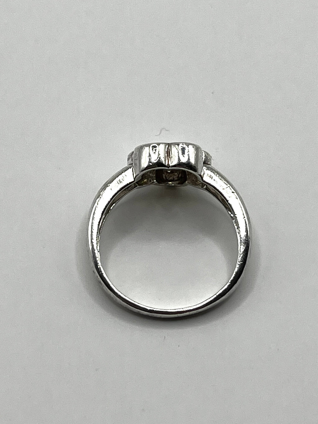 Vintage 925 Hopea Kukkasormus Kivellä - 17.25mm