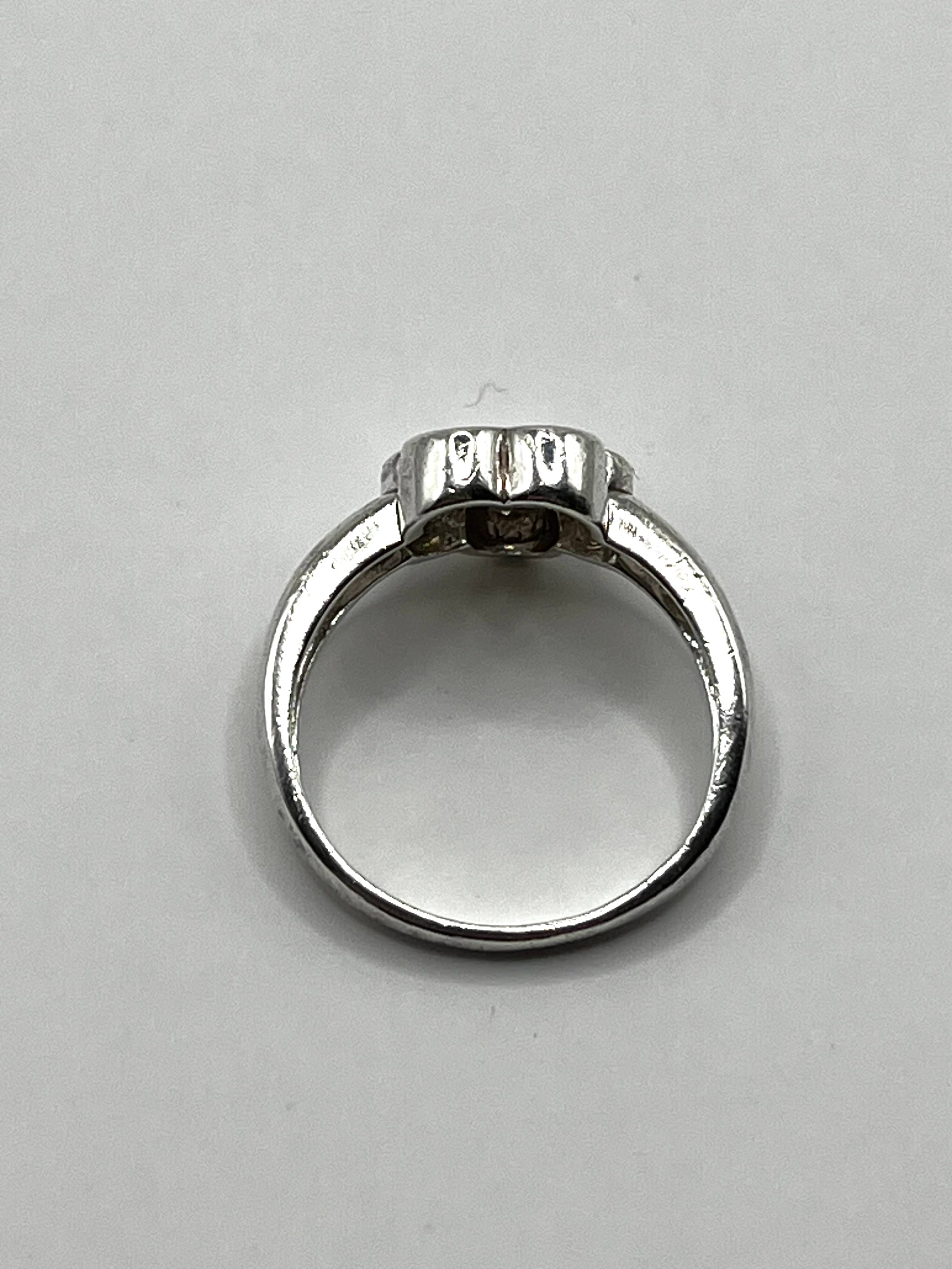 Vintage 925 Hopea Kukkasormus Kivellä - 17.25mm