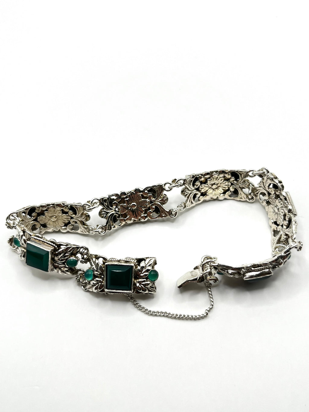 Vintage Hopea Rannekoru Kivillä 9mm, 18.5cm