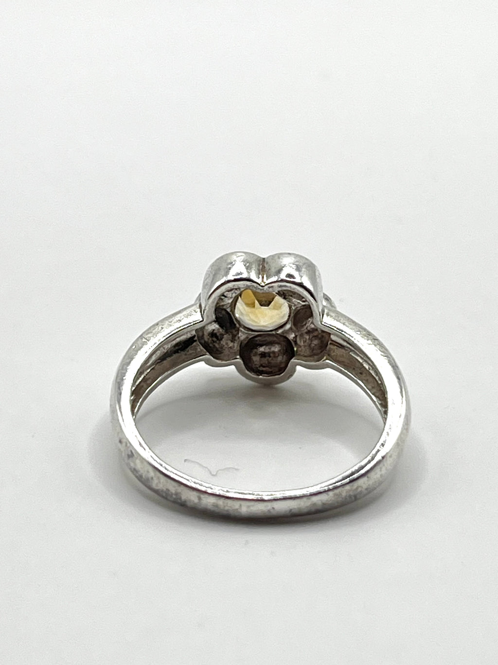 Vintage 925 Hopea Kukkasormus Kivellä - 17.25mm