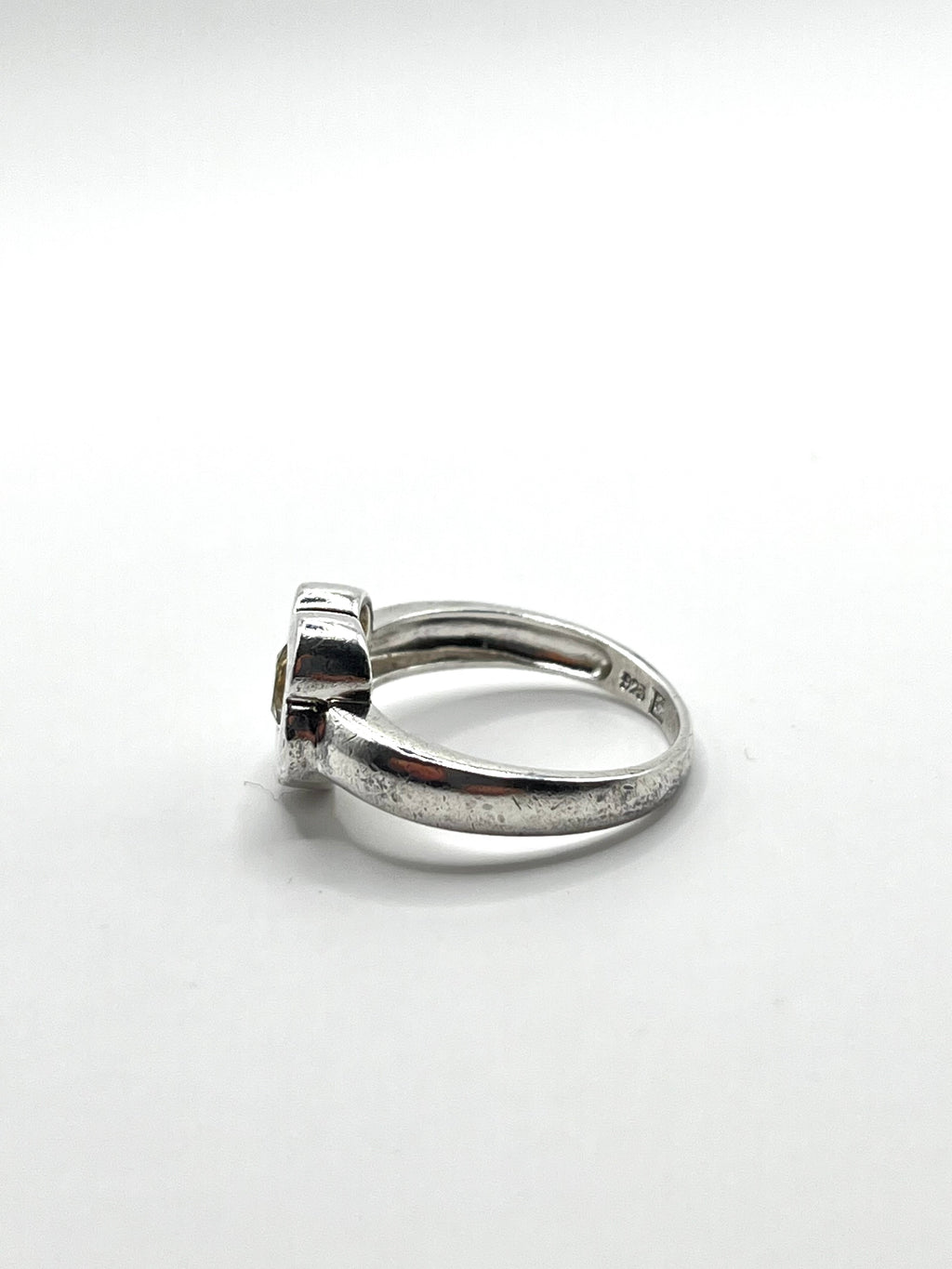 Vintage 925 Hopea Kukkasormus Kivellä - 17.25mm