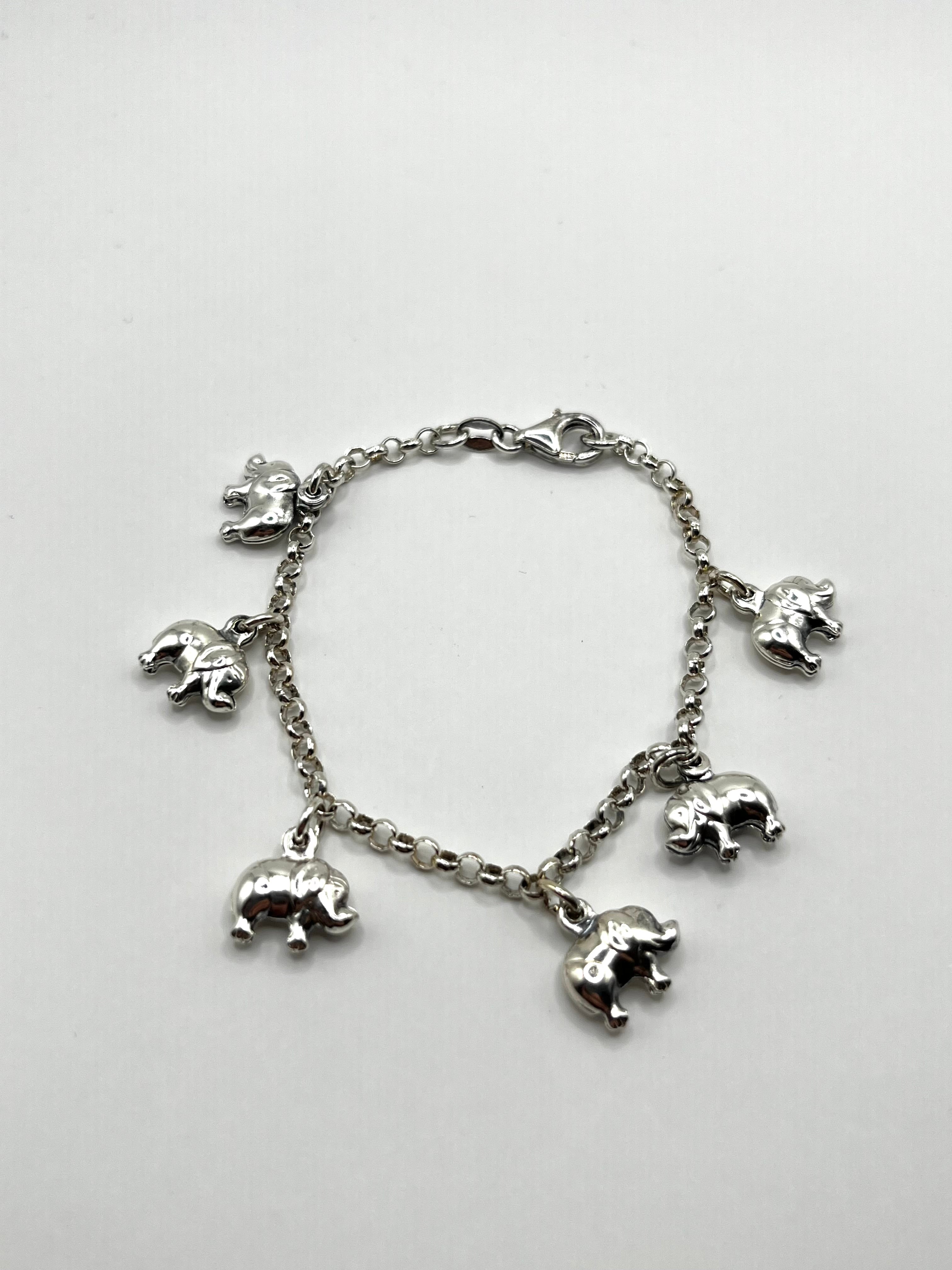 925 Hopea Ranneketju Elefantti-Riipuksilla 3mm, 16cm