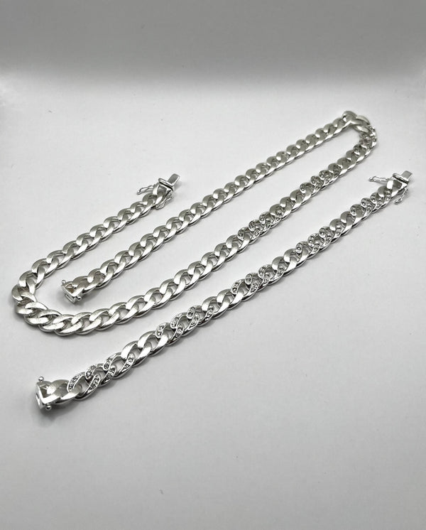 925 Hopea Panssariketju Korusetti 50cm & 19cm