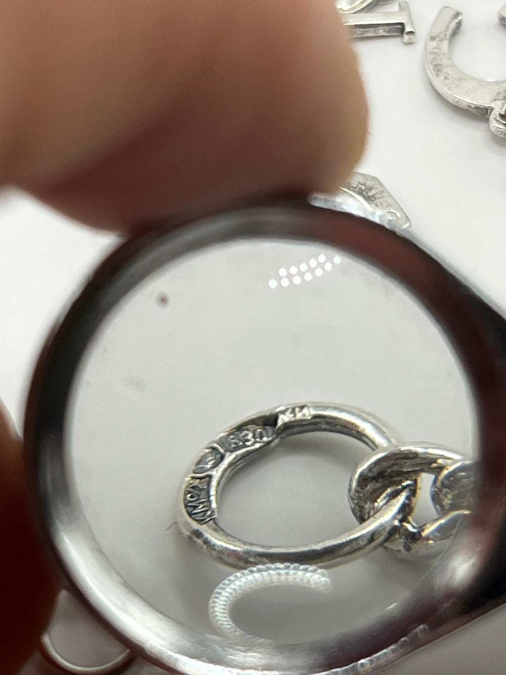 Vintage 830 Hopea Ranneketju Riipuksilla 3.5mm, 17cm