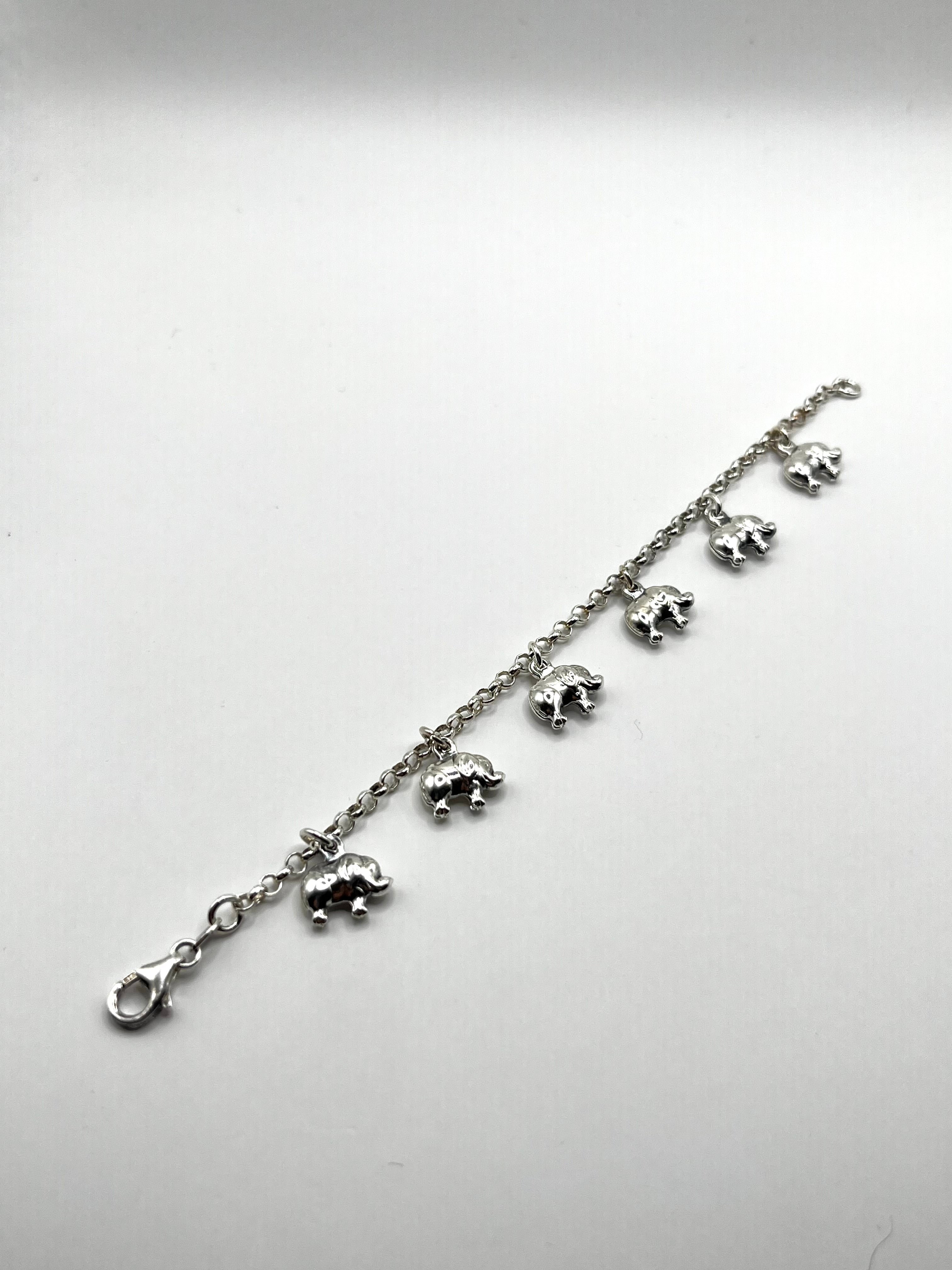 925 Hopea Ranneketju Elefantti-Riipuksilla 3mm, 16cm