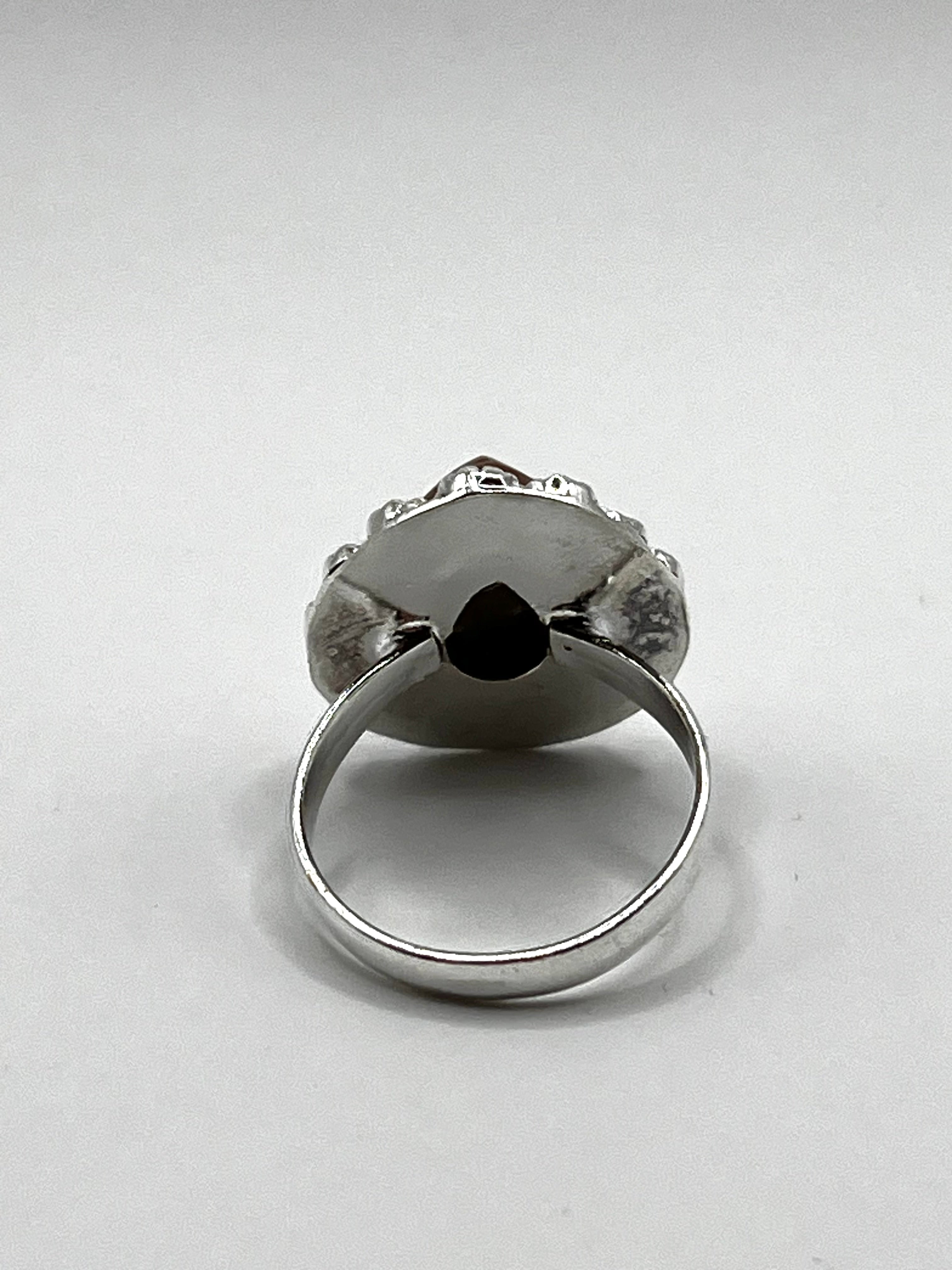 Vintage 925 Hopea Korukivi Sormus 17.5mm