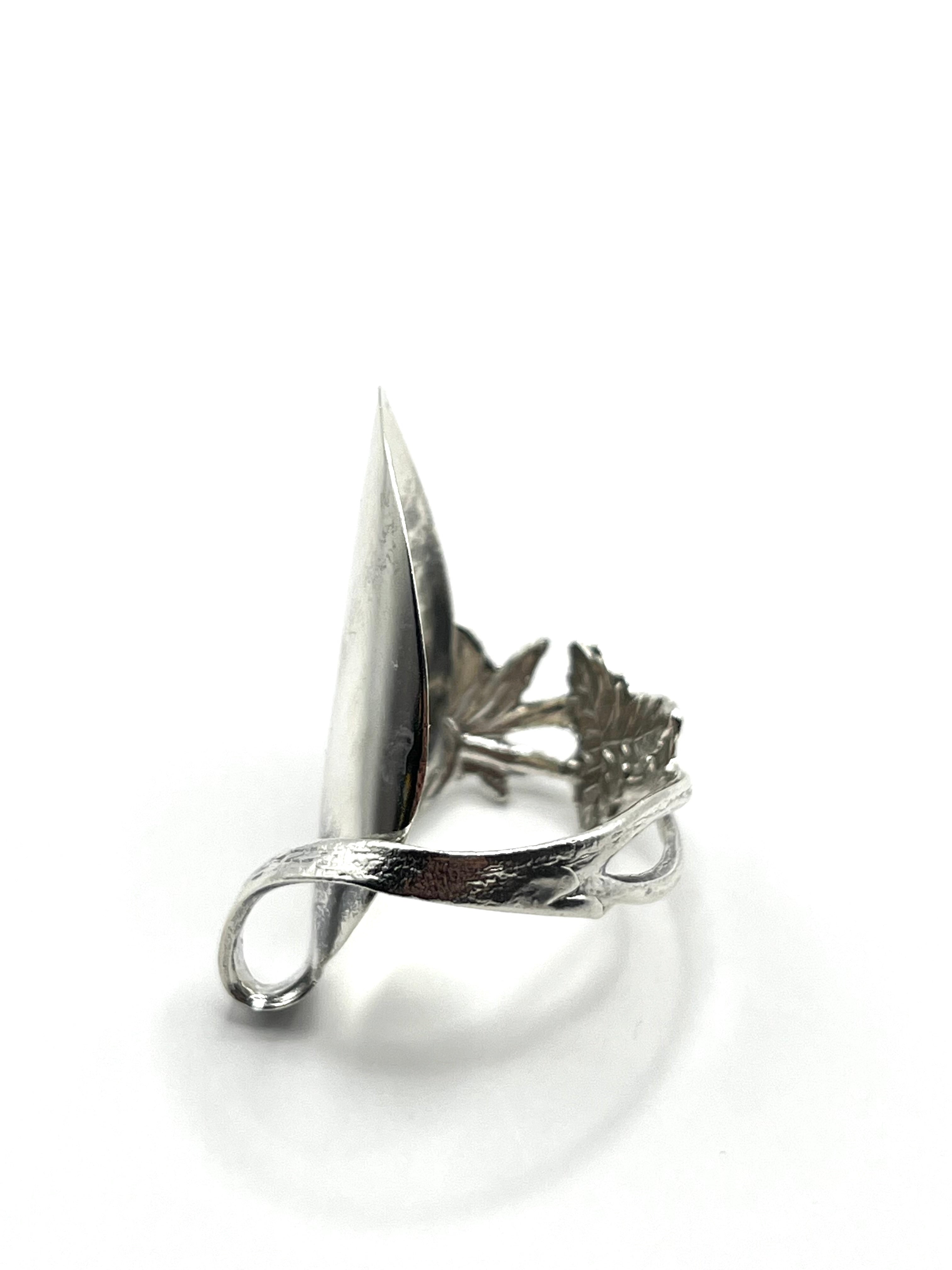 Vintage 813 Hopea Lusikkasormus - Säädettävä