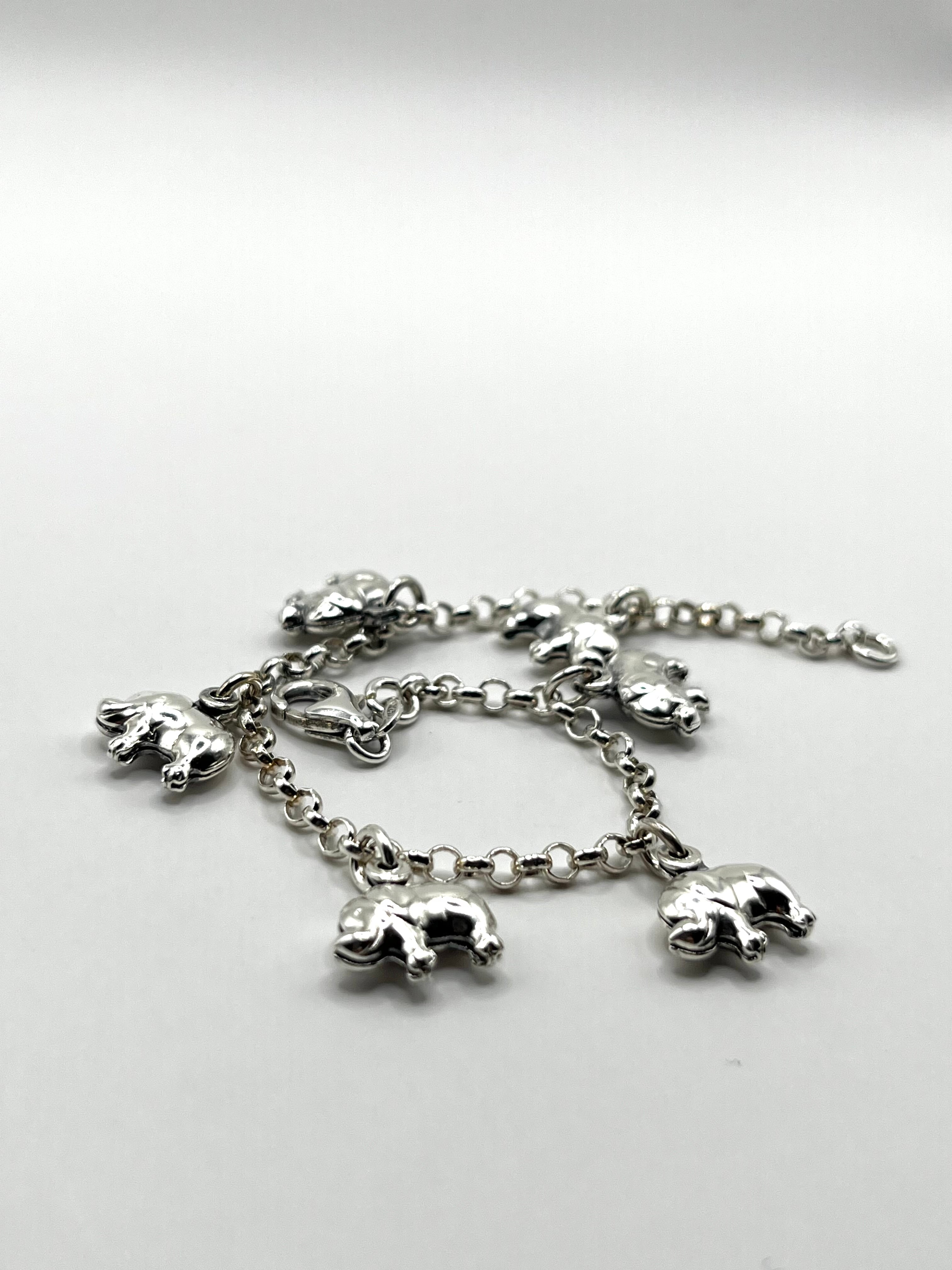 925 Hopea Ranneketju Elefantti-Riipuksilla 3mm, 16cm