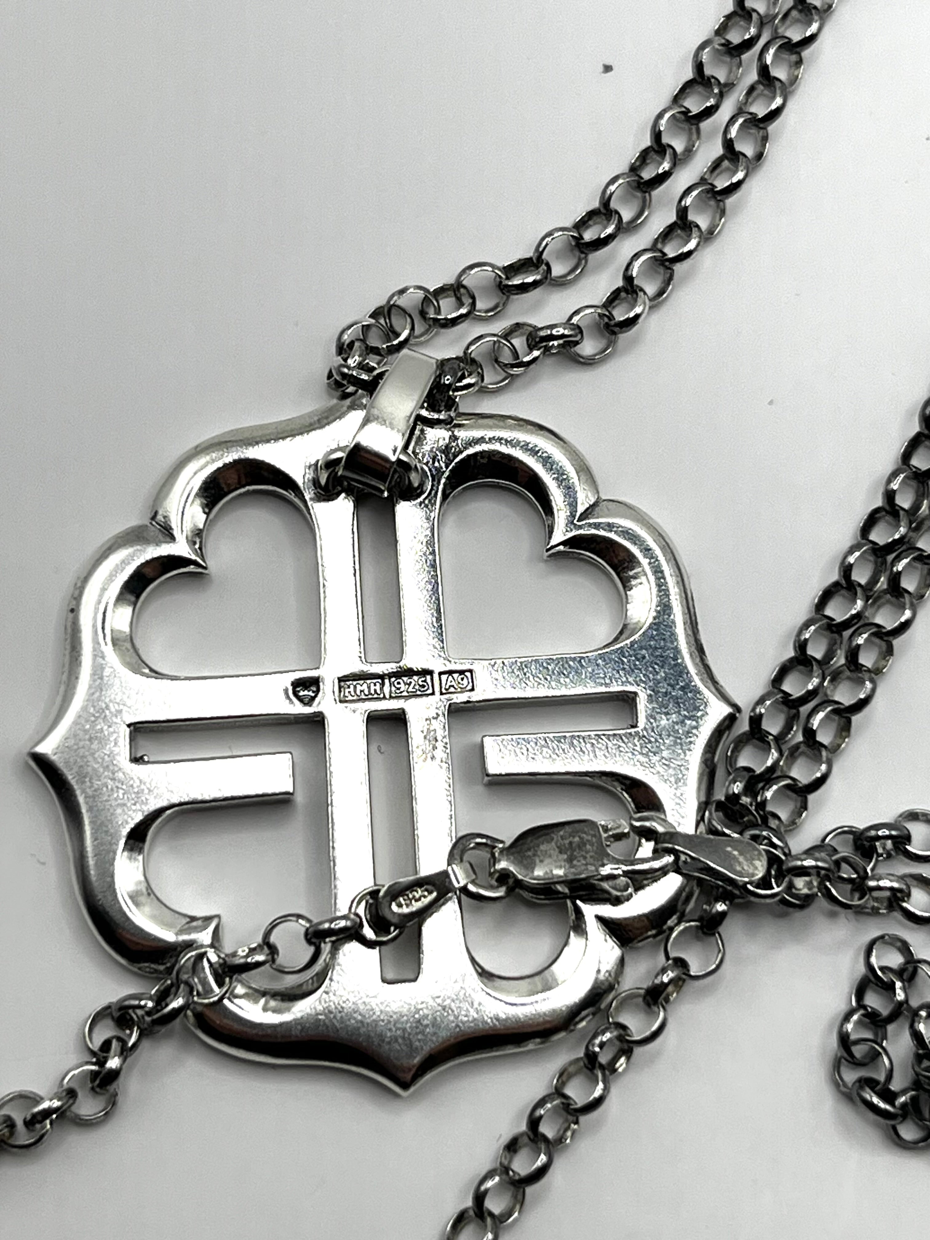 Vintage 925 Hopea Diakonia Riipus Ketjulla 3mm, 70cm