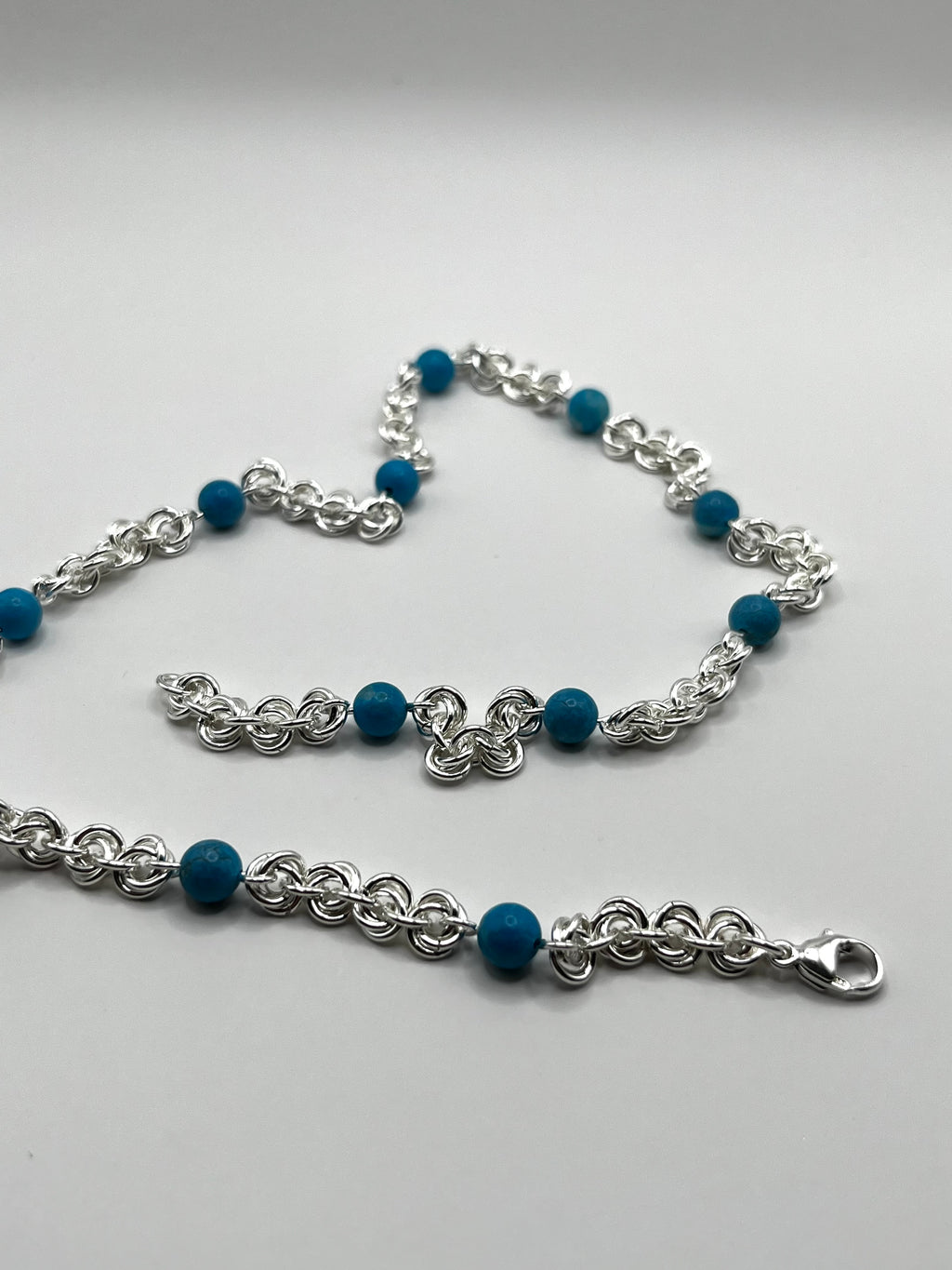 Vintage 925 Hopea Kaulaketju Helmillä 6mm, 49cm